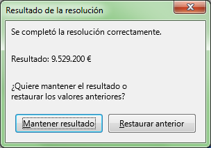 Resultado del Solucionador