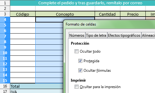 Activamos la opción Ocultar fórmulas