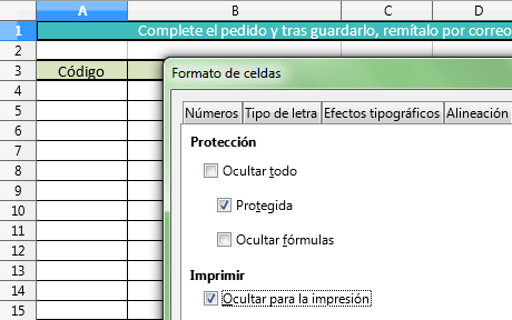 Activamos Ocultar para la impresión