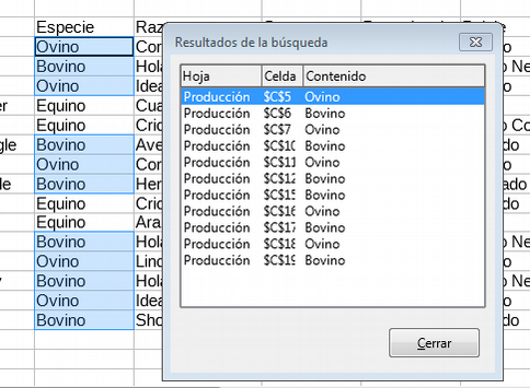 Cuadro de diálogo Resultados de la búsqueda