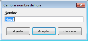 El cuadro de diálogo Cambiar nombre de la hoja