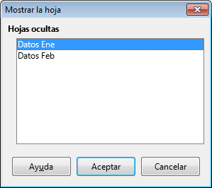 Cuadro de diálogo Mostrar la hoja