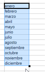 Lista con los nombres de mes creada