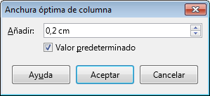 Diálogo Anchura óptima de columna
